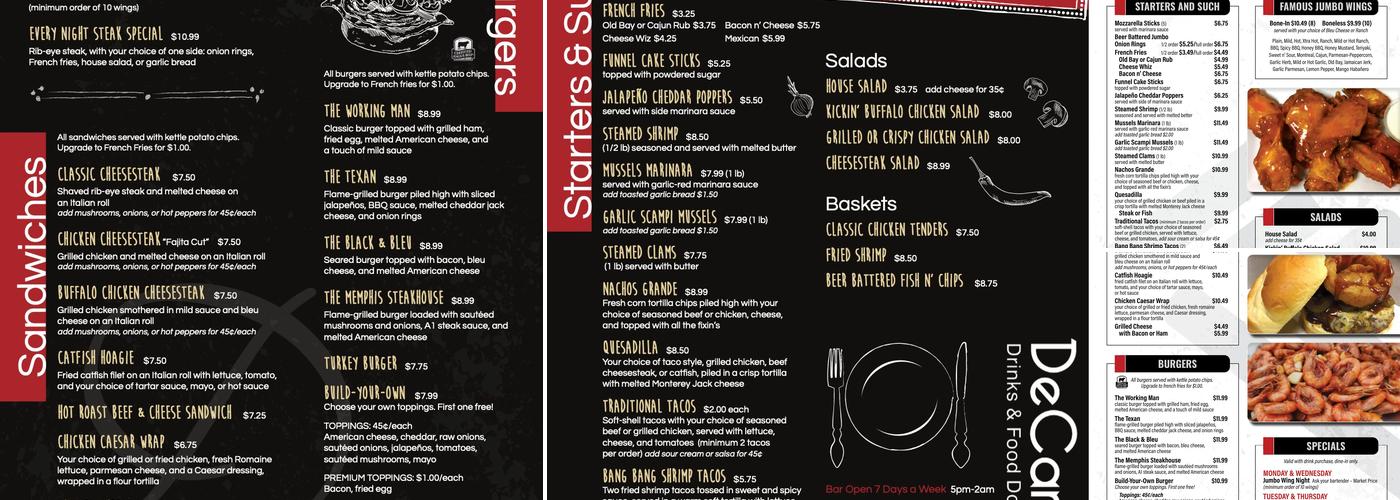 Decarlo's Bar & Grill Menu