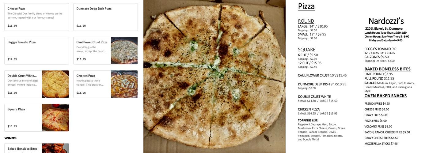 Nardozzi's Pizza Menu