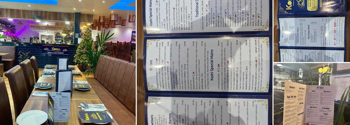 Koshi - Nepalese Restaurant, Penicuik Menu