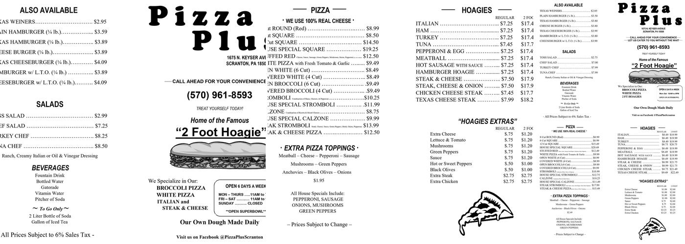 Pizza Plus Menu