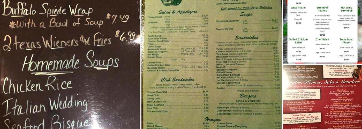 Dino & Francesco's Pizza-Pasta Menu