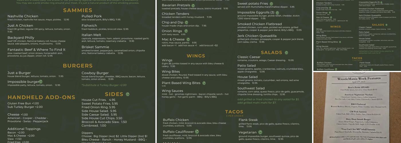 Backyard Ale House Menu