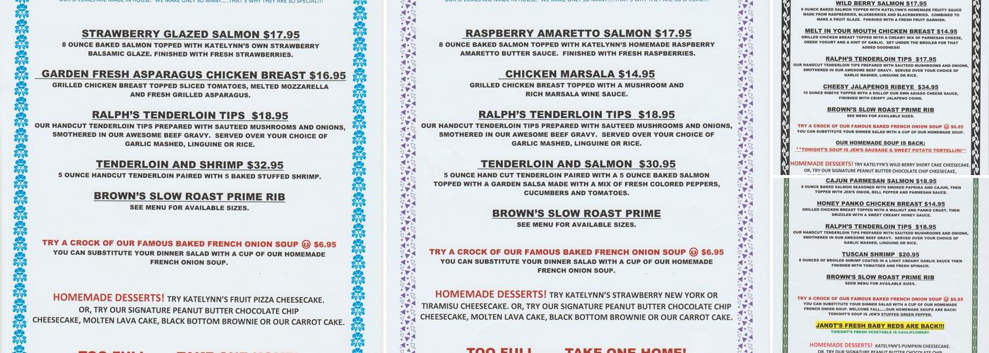 Brown's Corner Menu