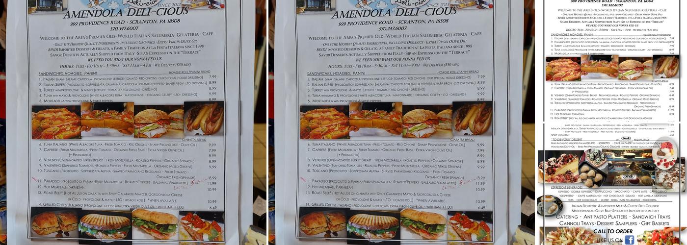 Amendola Deli-cious Menu