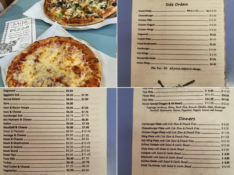 Milo House of Pizza Menu