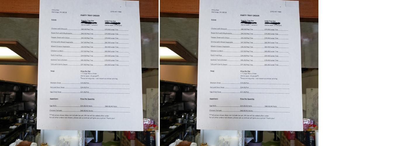 China Star Menu