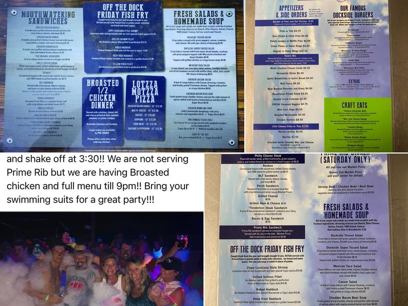 Tony's Dockside Bar & Grill Menu