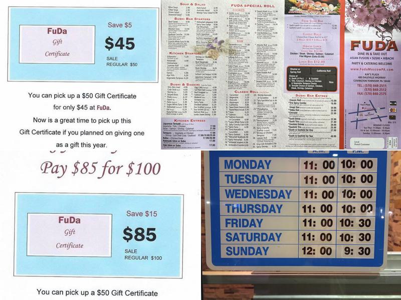 FuDa Sushi, Hibachi & Chinese Restaurant Menu