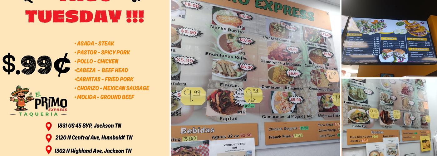 Taqueria “ EL PRIMO EXPRESS” Menu