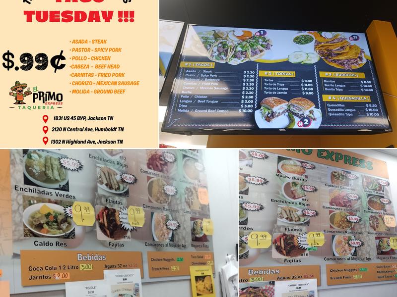 Taqueria “ EL PRIMO EXPRESS” Menu