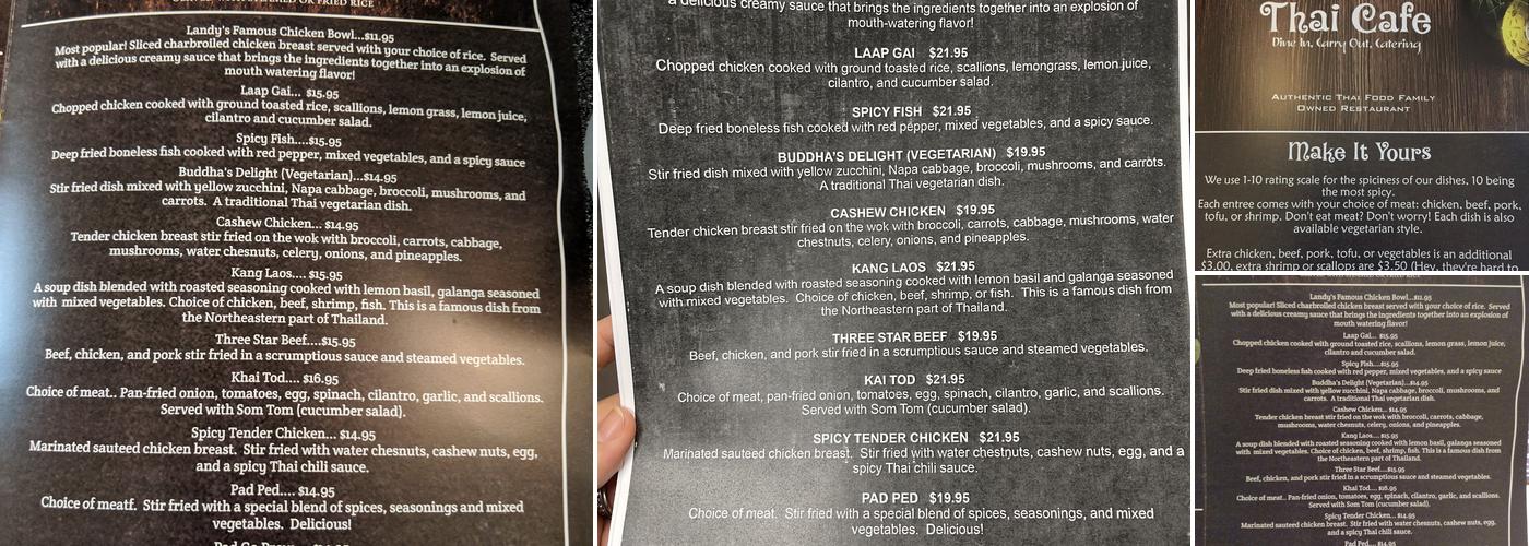 Thai Cafe Menu