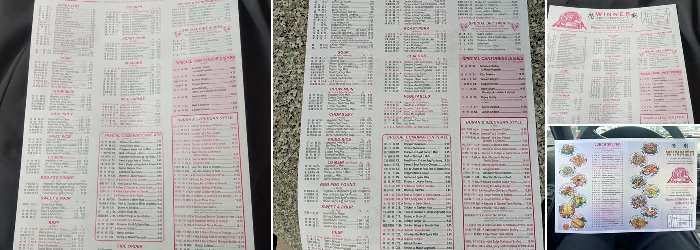 Winner Menu