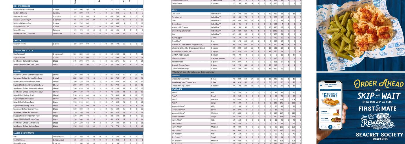 Long John Silver's Menu