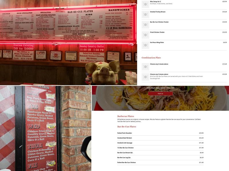 Back Yard Bar-Be-Cue Menu