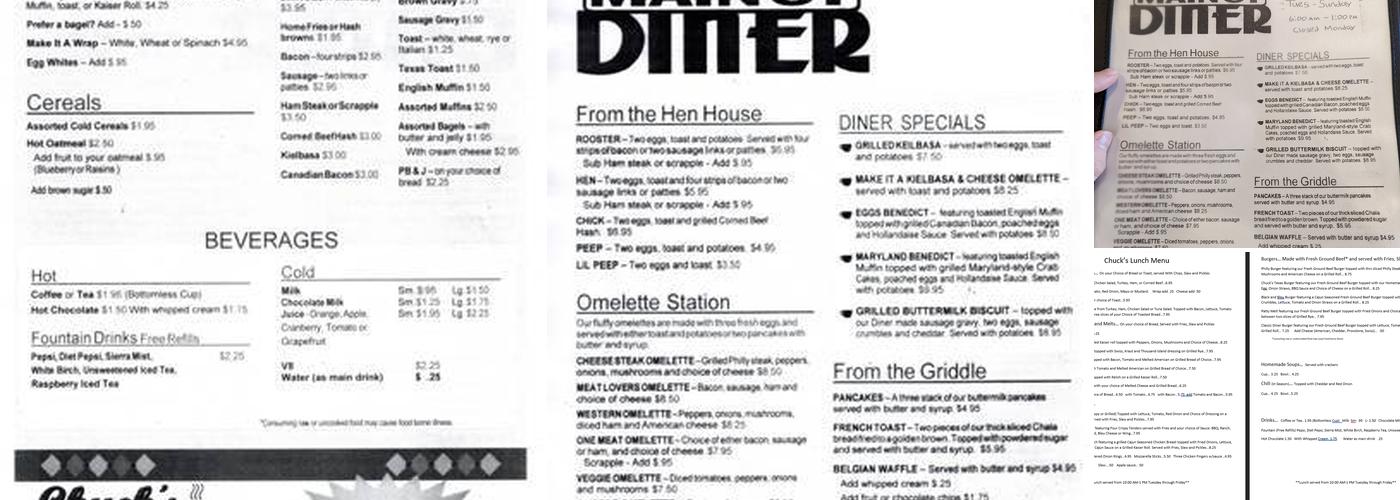 Chuck's Main St. Diner Menu