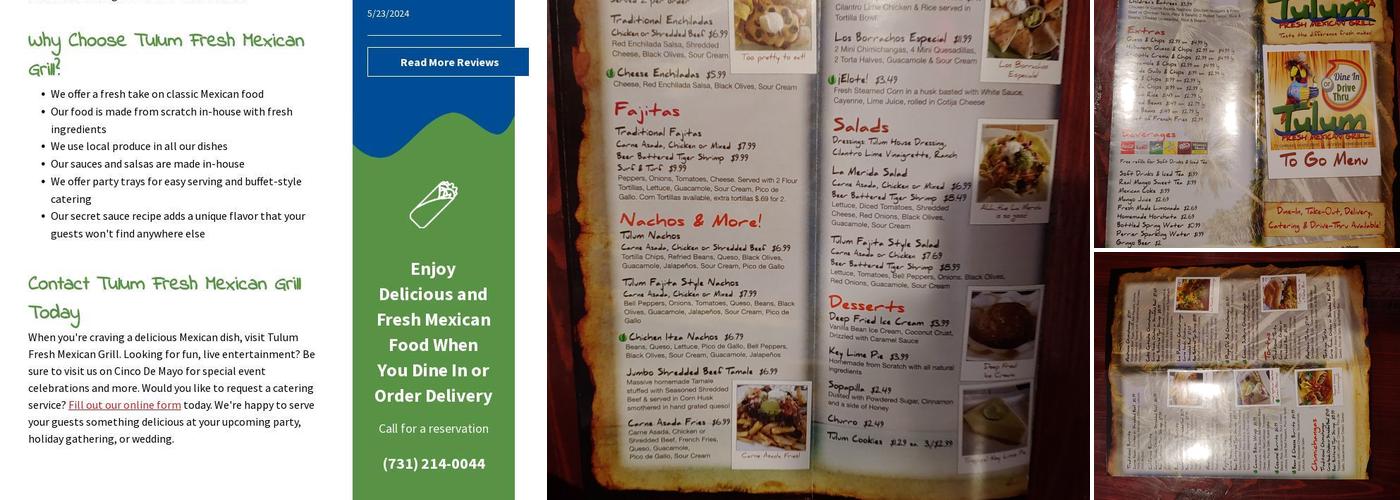 Tulum Fresh Mexican Grill Menu