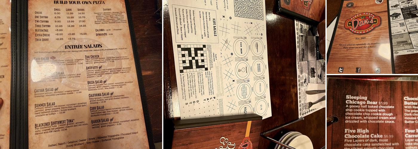 Dan's Place Menu