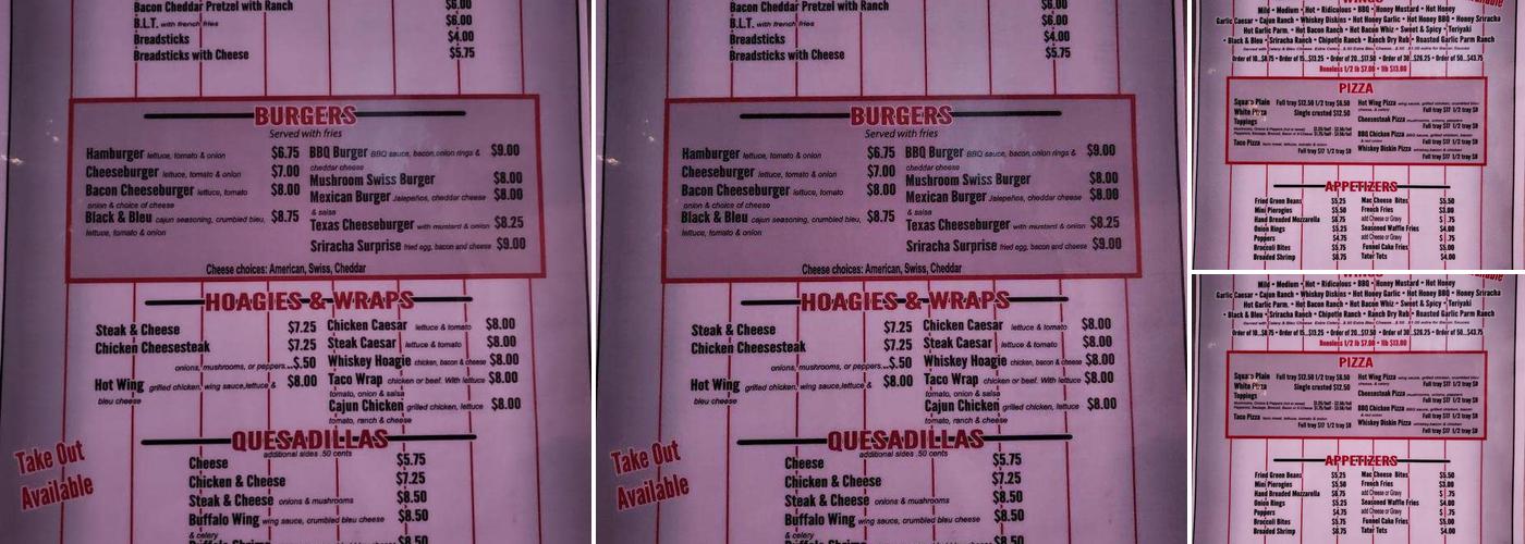 Diskin's Saloon Menu