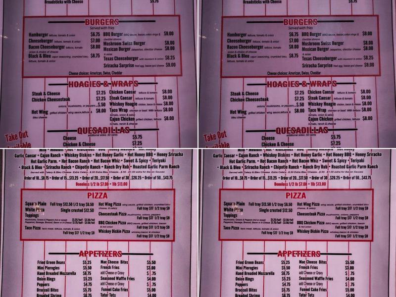 Diskin's Saloon Menu