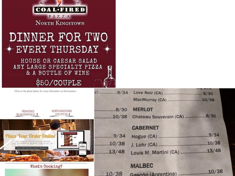 Providence Coal Fired Pizza Menu