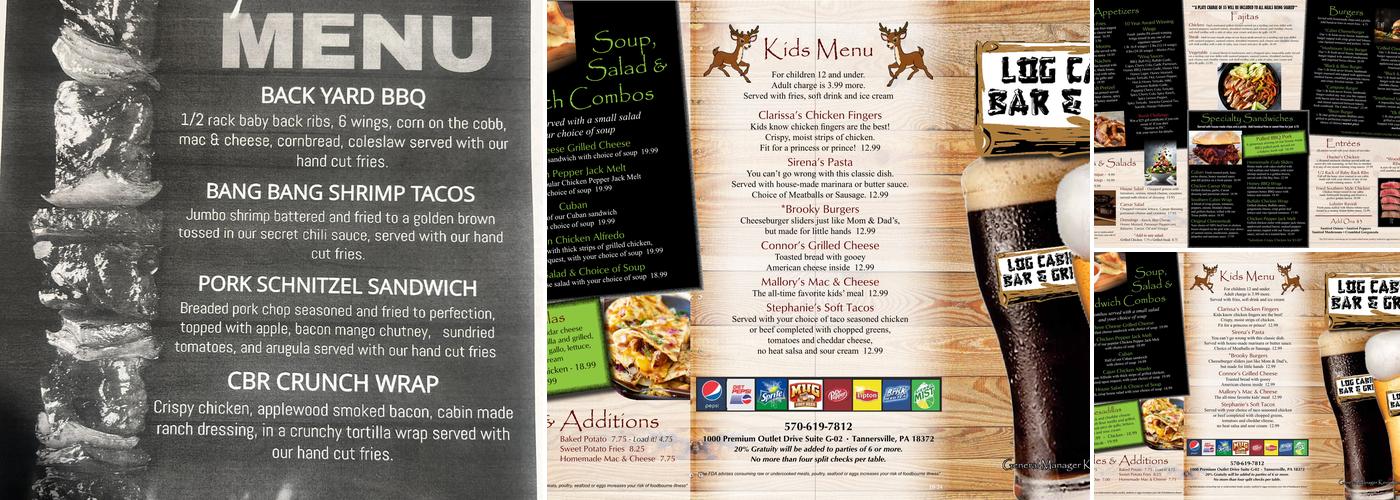 Log Cabin Bar and Grill Menu