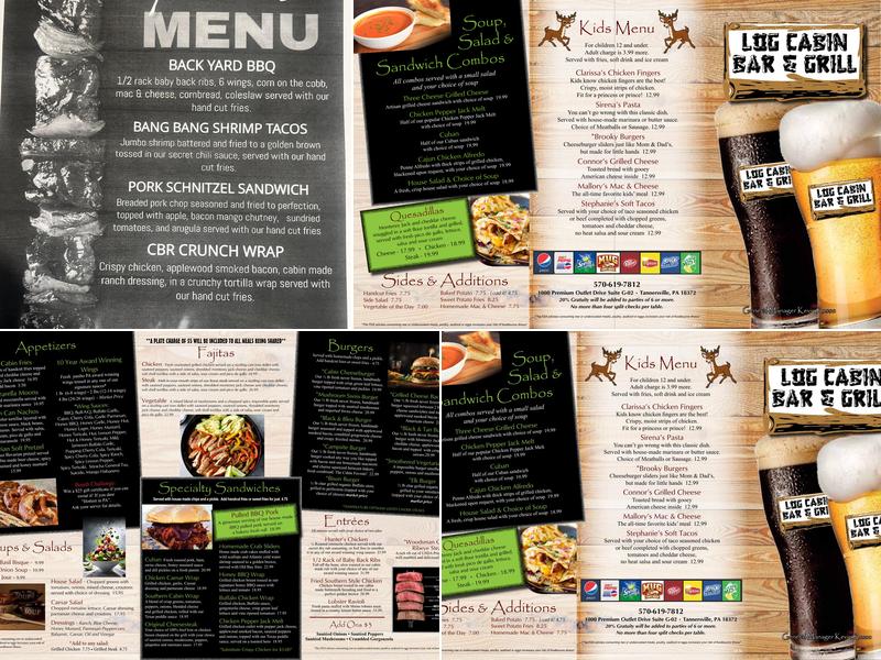 Log Cabin Bar and Grill Menu