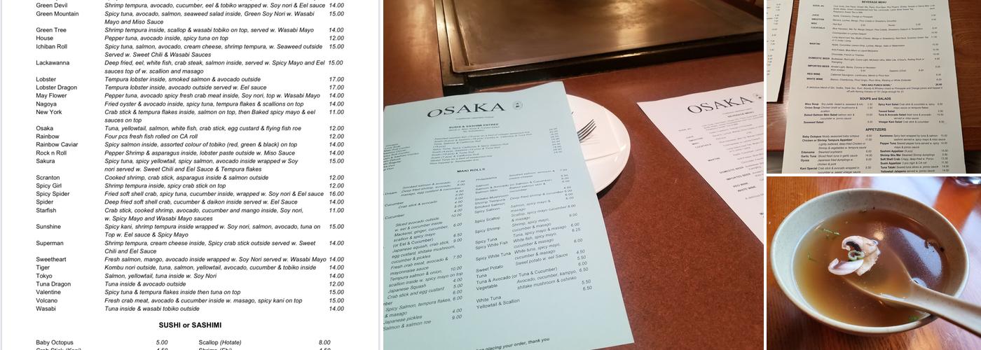 Osaka Menu