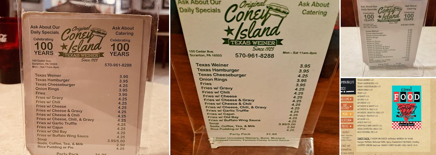 Coney Island of Scranton Menu