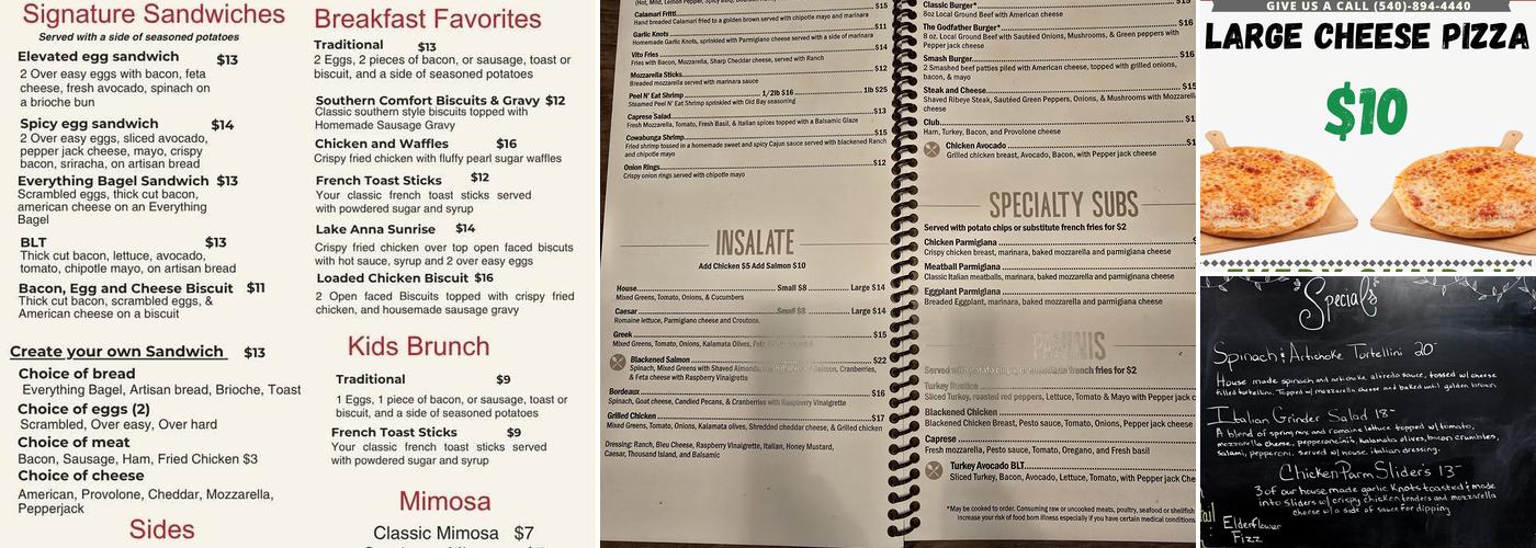 Vito's on Lake Anna Menu