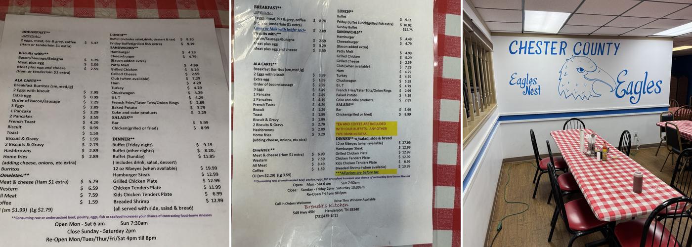 Brendas Kitchen Menu