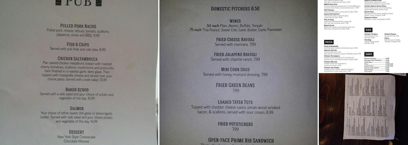 Cornerstone Pub Menu