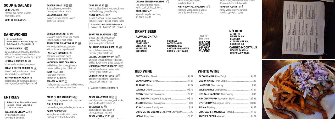 Cornerstone Pub Menu