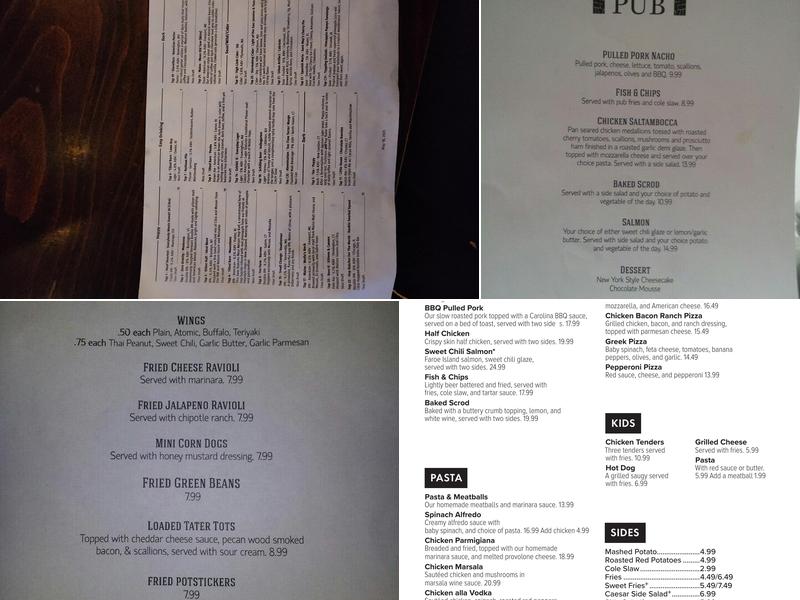 Cornerstone Pub Menu