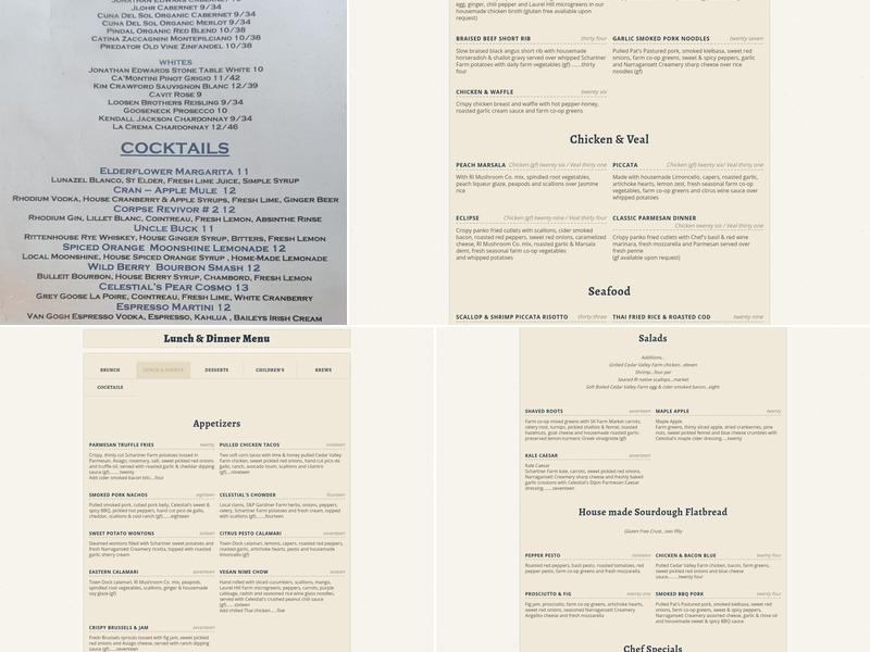 Celestial Cafe Menu