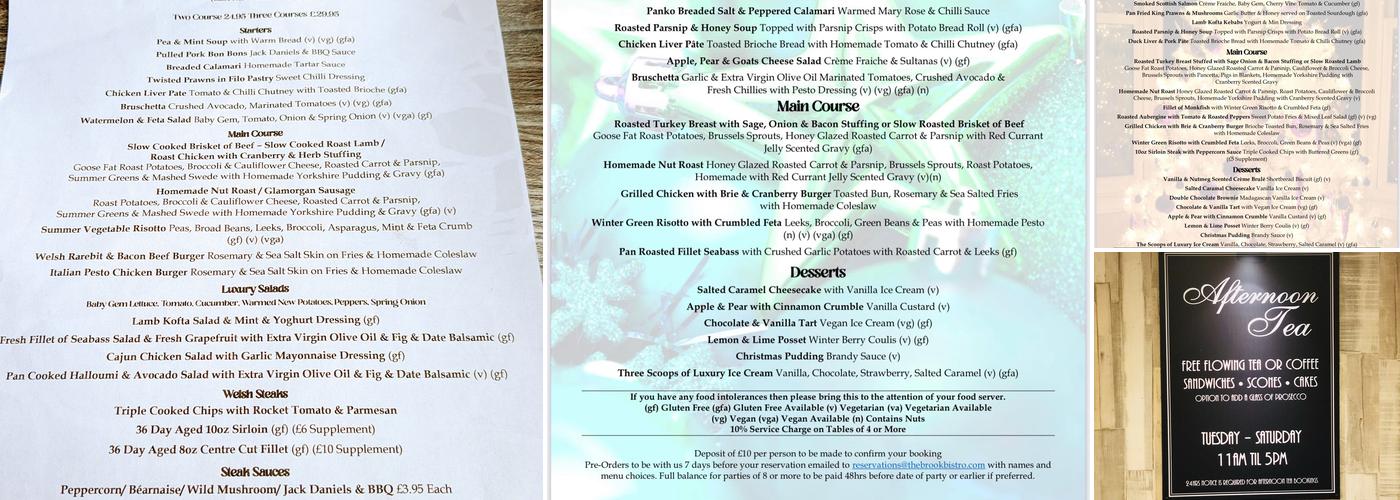 The Brook Bistro Menu