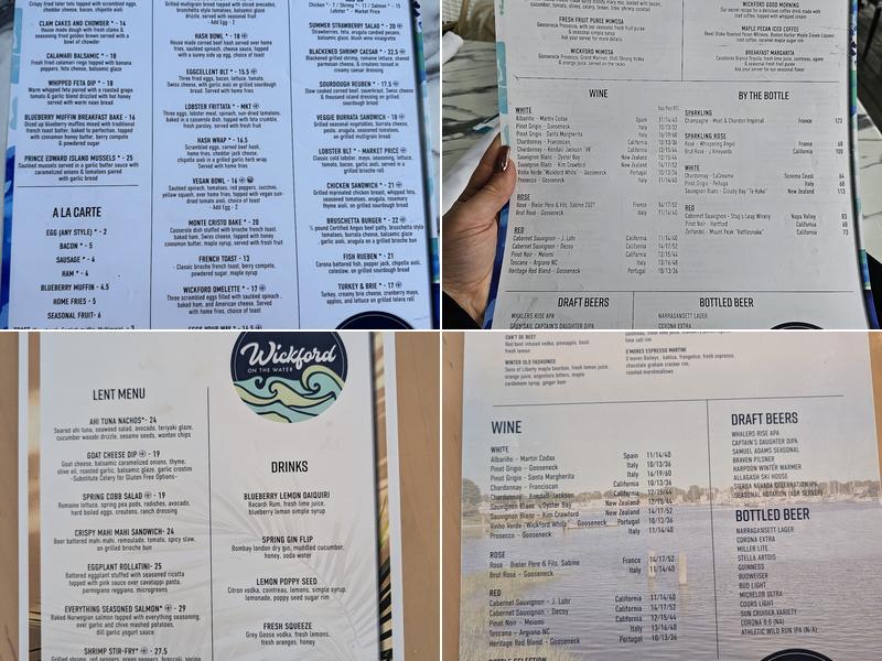 Wickford on the Water Menu