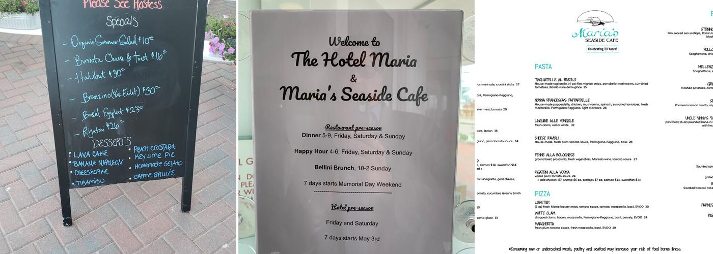 Maria's Seaside Cafe Menu