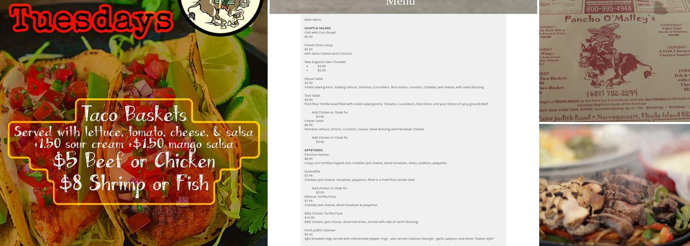 Pancho O Malleys Menu