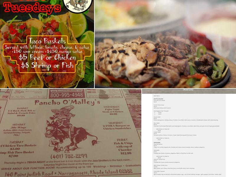 Pancho O Malleys Menu