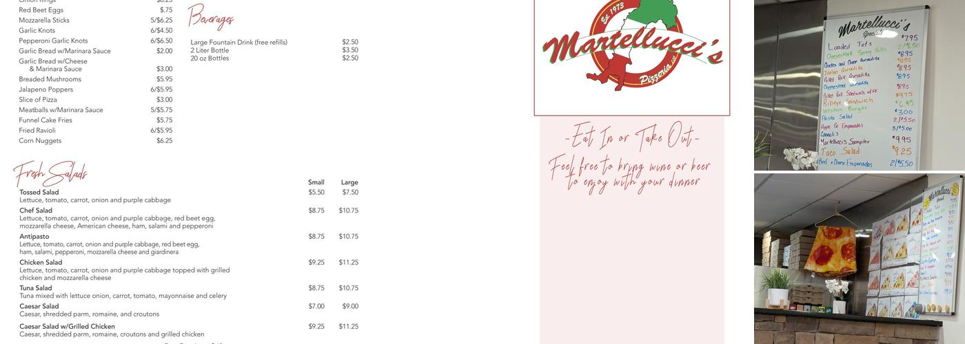 Martellucci's Pizzeria Menu
