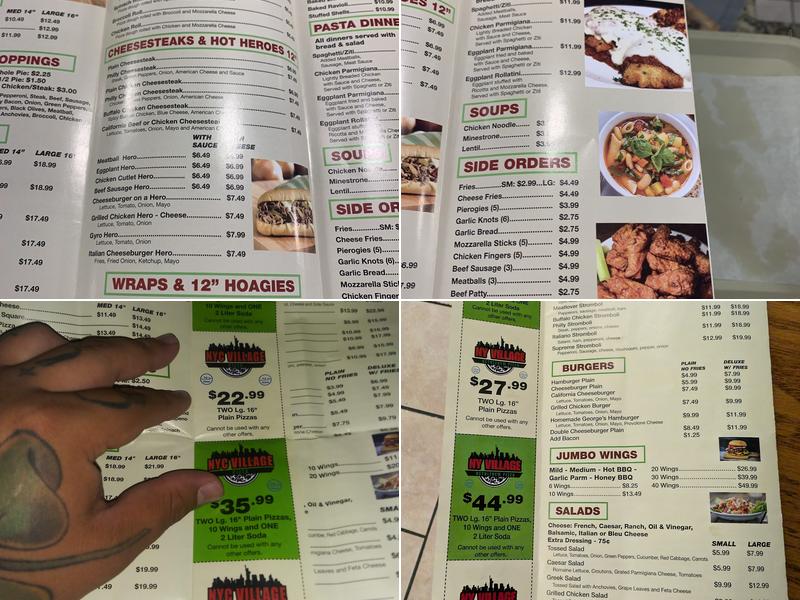 NYC Village Pizza Menu
