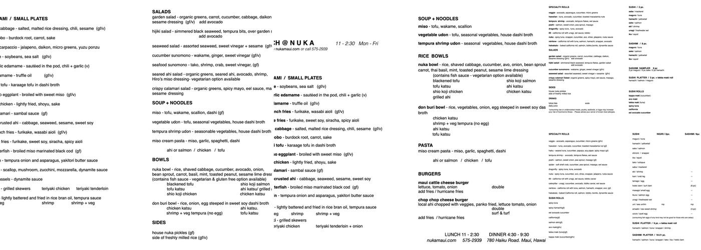 Nuka Menu