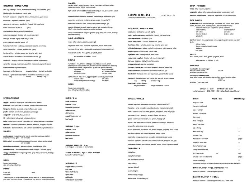 Nuka Menu