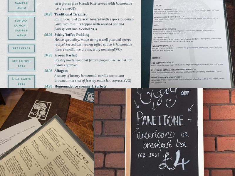 Porro Llandaff Menu
