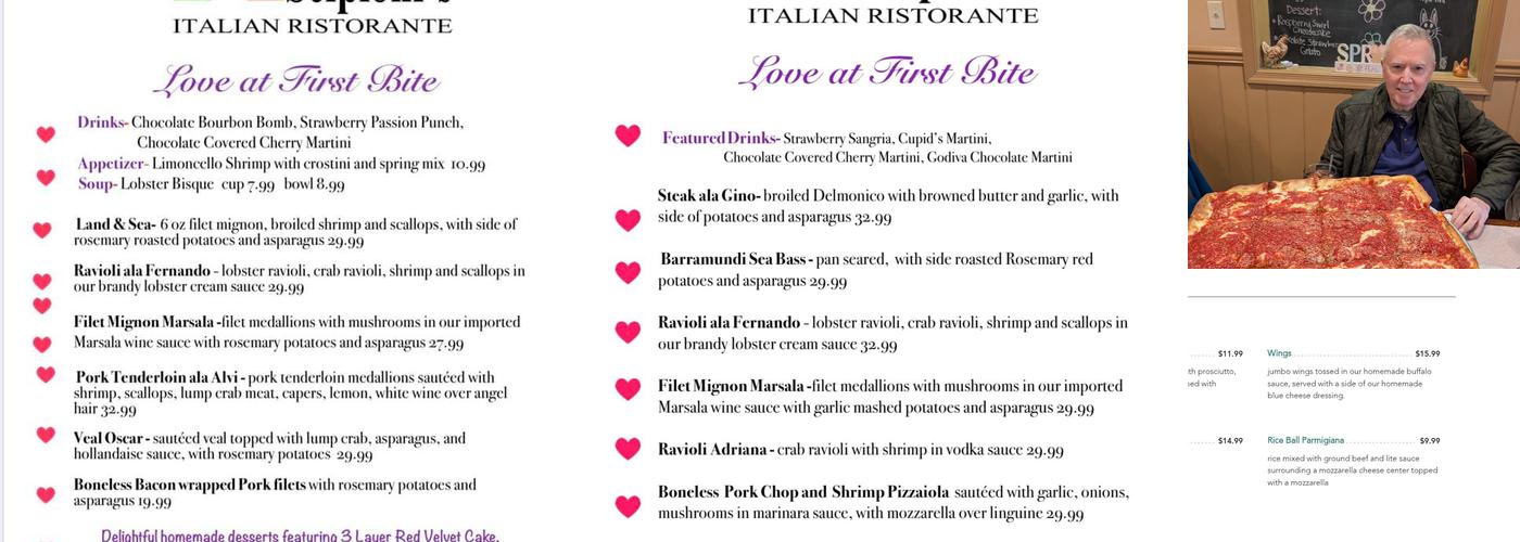 Bruno Scipioni's Italian Ristorante & Pizzeria Menu