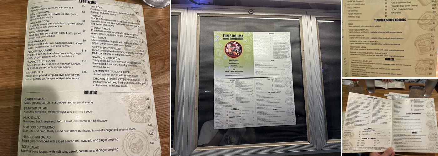 Kojima's Sushi and Japanese cuisine Menu