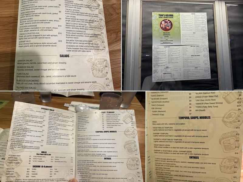 Kojima's Sushi and Japanese cuisine Menu