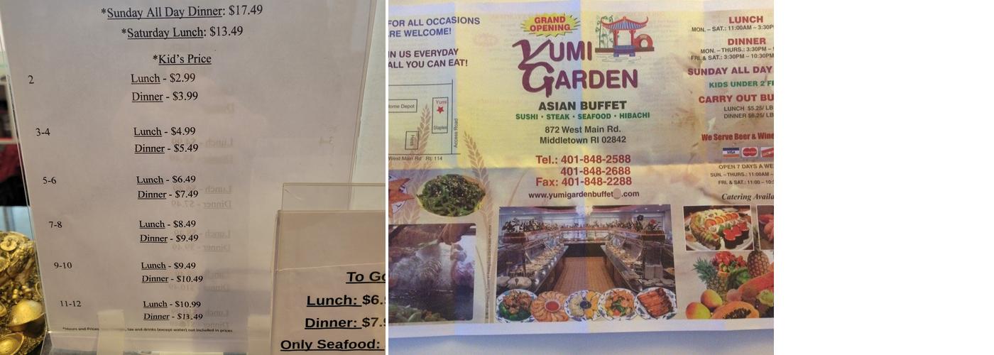 Yumi Garden Buffet Menu