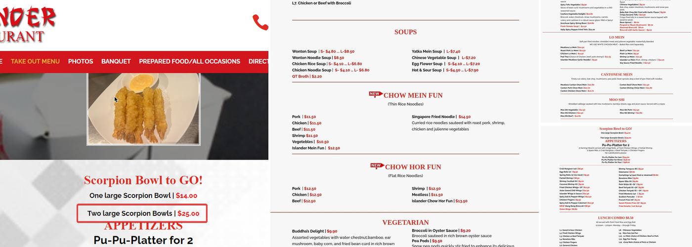 Islander Restaurant Menu