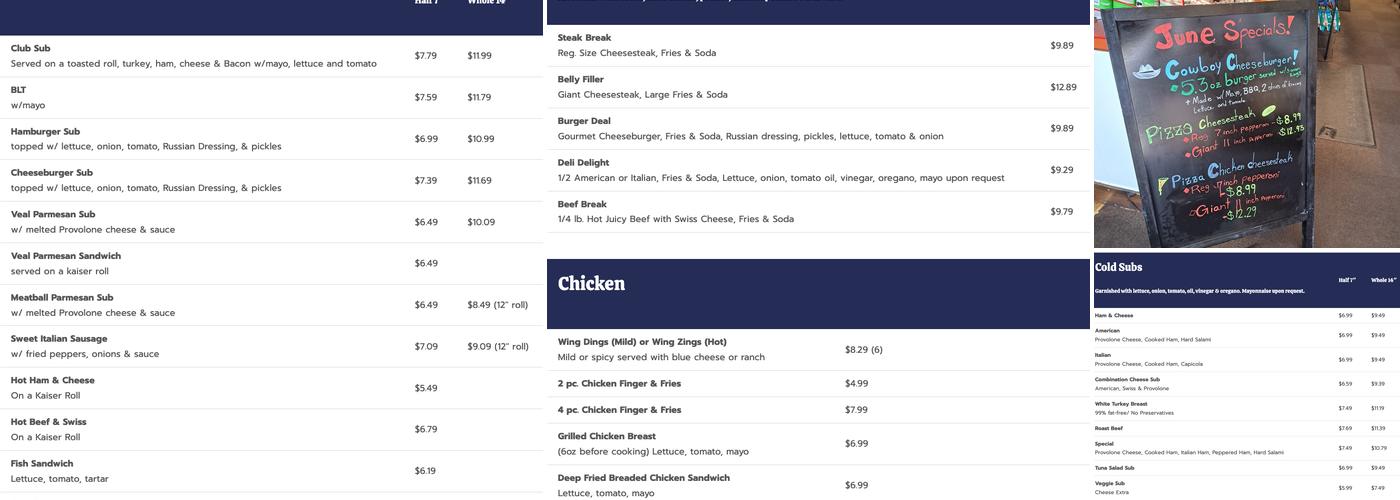 Carl's Corner Menu